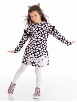 Kleid "Silver Cat" In Schwarz/ Weiß/ Rosa