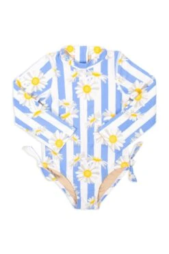 Langarm Kinder Badeanzug Daisy Stripe In Mehrfarbig